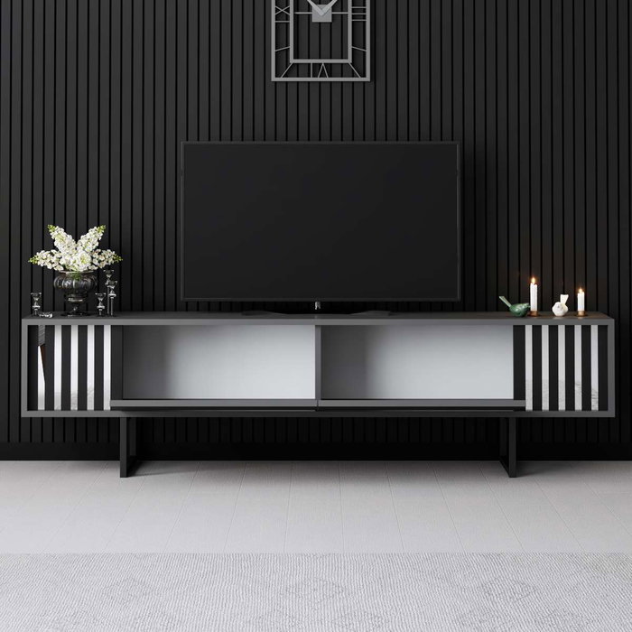 Hanah Home Soporte para TV Chrome Line Antracita y Negro